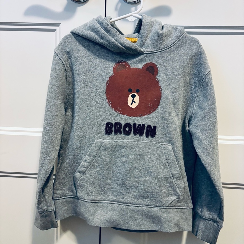 FRIENDS Gray Hoodie with Brown Bear Face